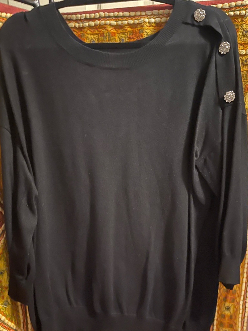 NY&Co Black Sweater with Embelishments on Shoulder XXL